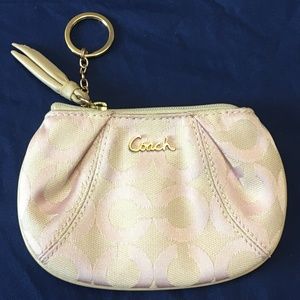 Coach Pink Coin Pouch Wallet with Keychain